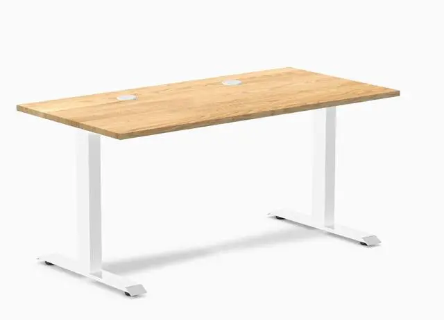 Main image of Desky Zero Hardwood Office Desk - White Oak / 48 x 30 in / White