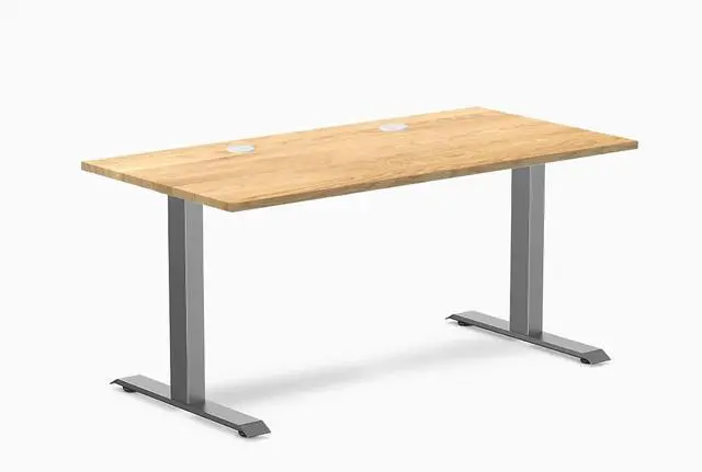 Main image of Desky Zero Hardwood Office Desk - White Oak / 48 x 30 in / Space Gray