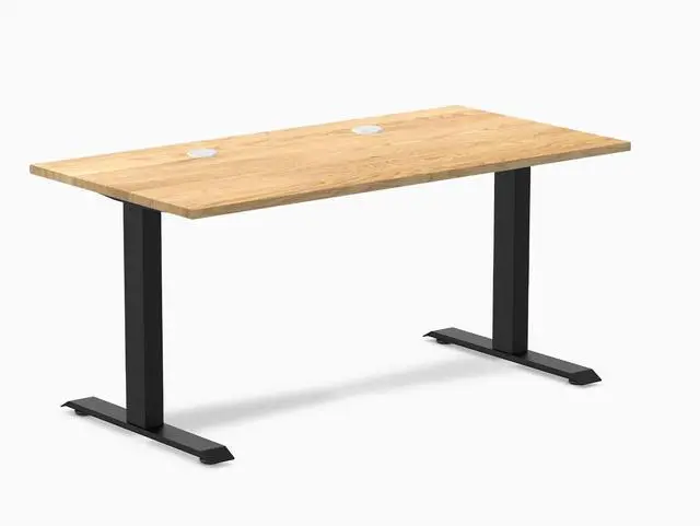 Main image of Desky Zero Hardwood Office Desk - White Oak / 48 x 30 in / Matte Black