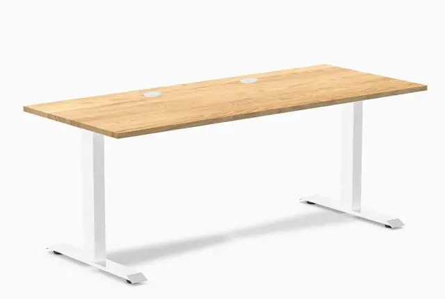 Main image of Desky Zero Hardwood Office Desk - White Oak / 48 x 30 in / White