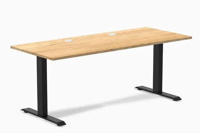 Main image of Desky Zero Hardwood Office Desk - White Oak / 48 x 30 in / Matte Black
