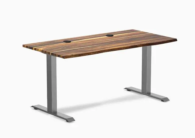 Main image of Desky Zero Hardwood Office Desk - Pheasantwood / 48 x 30 in / Space Gray
