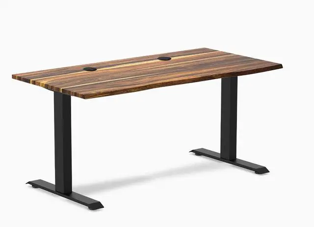 Main image of Desky Zero Hardwood Office Desk - Pheasantwood / 48 x 30 in / Matte Black