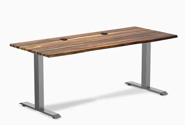 Main image of Desky Zero Hardwood Office Desk - Pheasantwood / 48 x 30 in / Space Gray