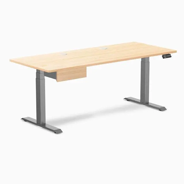 Alt view image 8 of 13 - Desky Dual Hardwood Standing Desk With Drawer - Maple / 72 x 30 inches with Grommets / Space Grey