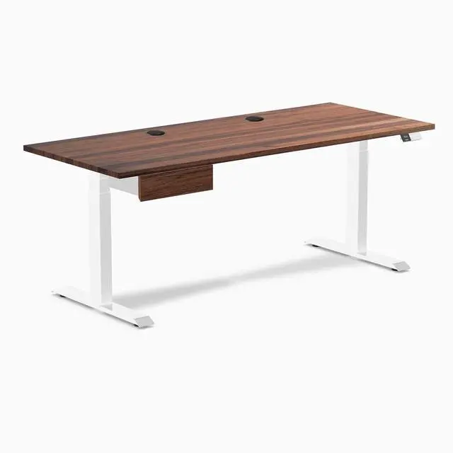 Alt view image 8 of 13 - Desky Dual Hardwood Standing Desk With Drawer - Walnut / 72 x 30 inches with Grommets / White