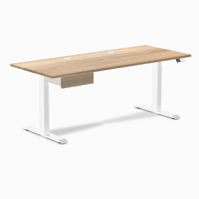 Alt view image 8 of 13 - Desky Dual Hardwood Standing Desk With Drawer - White Ash / 72 x 30 inches with Grommets / White