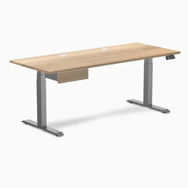 Alt view image 8 of 13 - Desky Dual Hardwood Standing Desk With Drawer - White Ash / 72 x 30 inches with Grommets / Space Grey