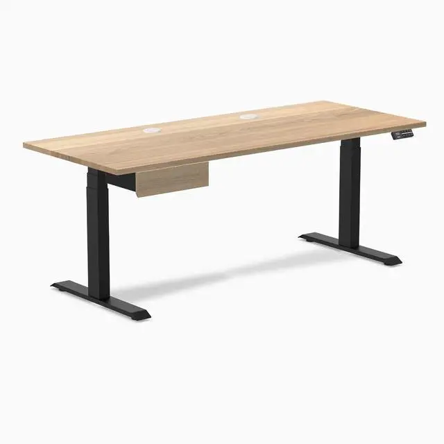 Alt view image 8 of 13 - Desky Dual Hardwood Standing Desk With Drawer - White Ash / 72 x 30 inches with Grommets / Matte Black