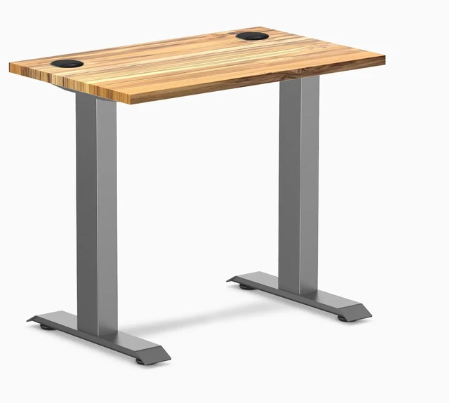 Main image of Desky Zero Mini Hardwood Office Desk - Teak / 32 x 20 in with Grommets / Space Gray