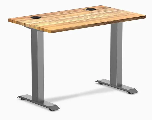 Main image of Desky Zero Mini Hardwood Office Desk - Teak / 40 x 24 in with Grommets / Space Gray