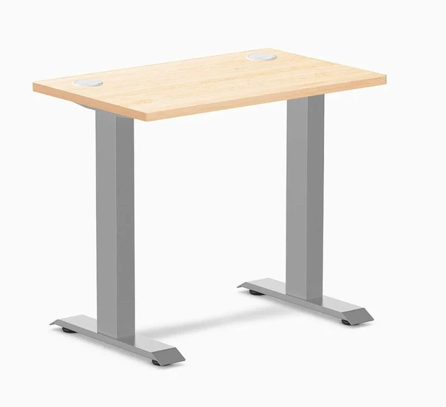 Main image of Desky Zero Mini Hardwood Office Desk - Maple / 32 x 20 in with Grommets / Gray