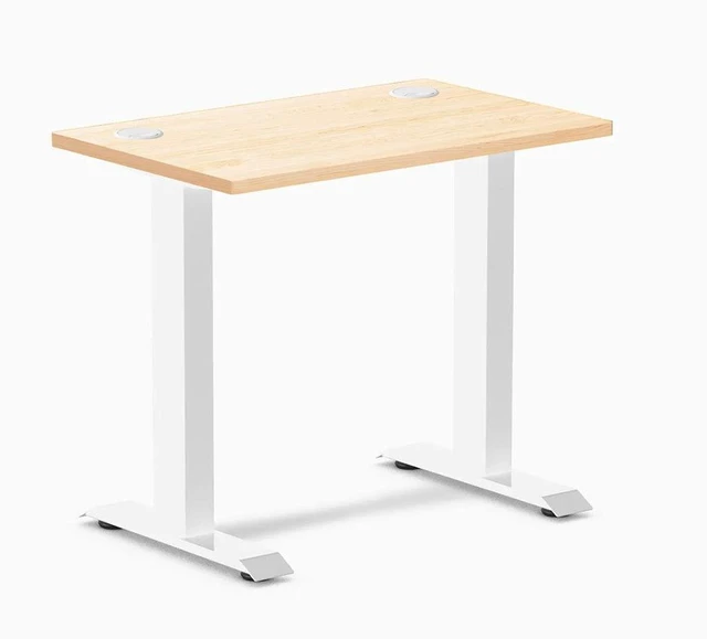 Main image of Desky Zero Mini Hardwood Office Desk - Maple / 32 x 20 in with Grommets / White