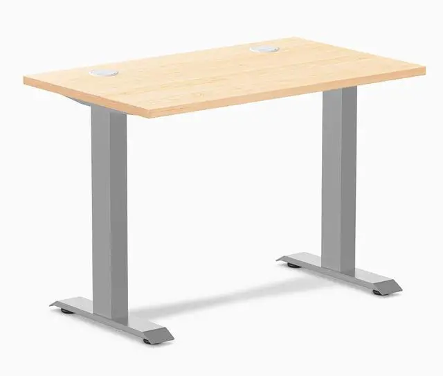 Main image of Desky Zero Mini Hardwood Office Desk - Maple / 40 x 24 in with Grommets / Gray