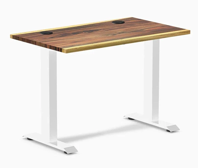 Main image of Desky Zero Mini Hardwood Office Desk - Saman / 40 x 24 in with Grommets / White