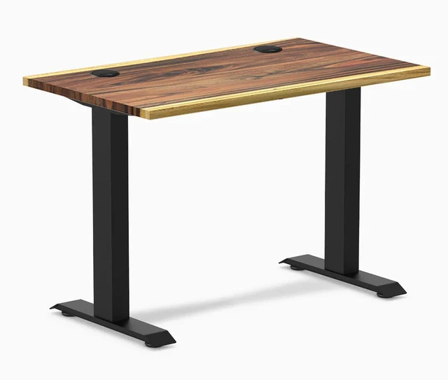 Main image of Desky Zero Mini Hardwood Office Desk - Saman / 40 x 24 in with Grommets / Matte Black