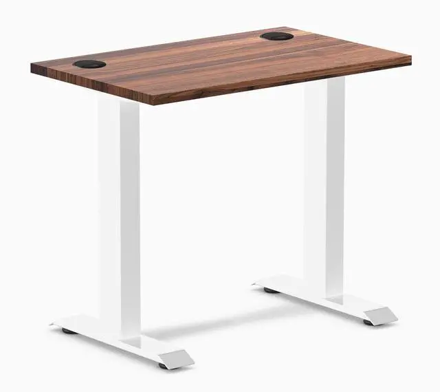 Main image of Desky Zero Mini Hardwood Office Desk - Walnut / 32 x 20 in with Grommets / White