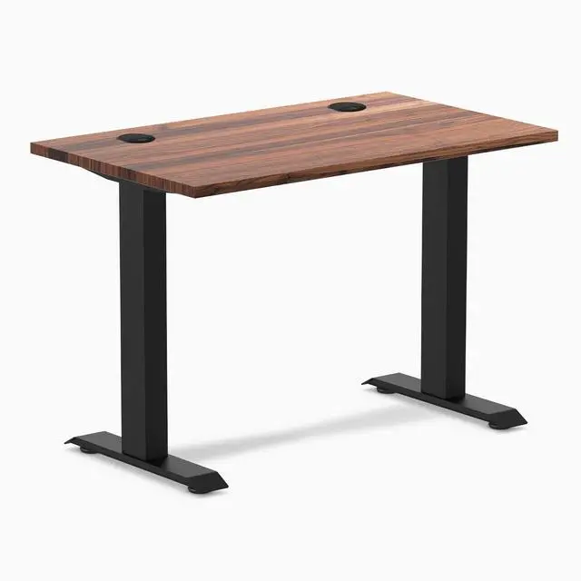 Main image of Desky Zero Mini Hardwood Office Desk - Walnut / 40 x 24 in with Grommets / Matte Black