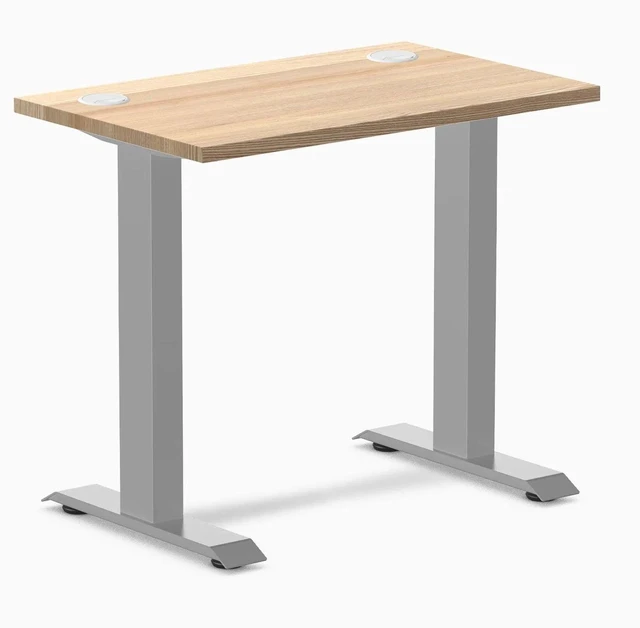 Main image of Desky Zero Mini Hardwood Office Desk - White Ash / 32 x 20 in with Grommets / Gray