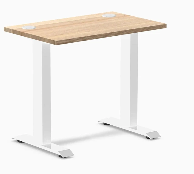 Main image of Desky Zero Mini Hardwood Office Desk - White Ash / 32 x 20 in with Grommets / White