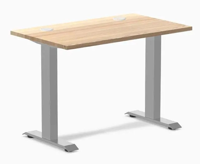 Main image of Desky Zero Mini Hardwood Office Desk - White Ash / 40 x 24 in with Grommets / Gray
