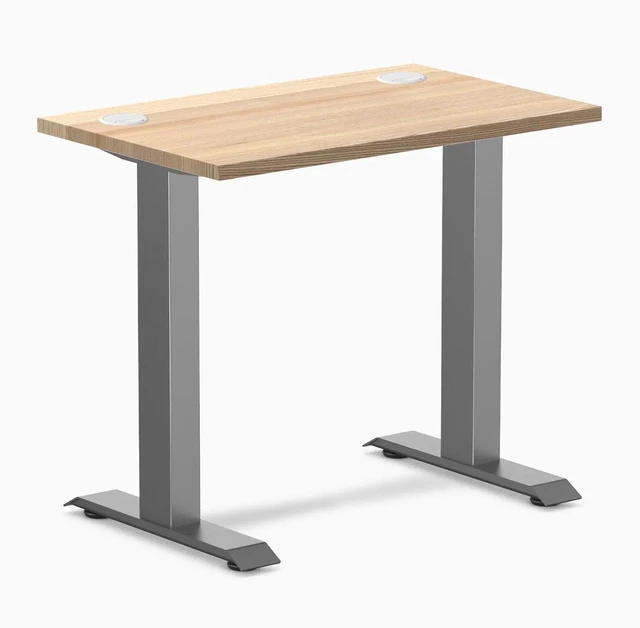 Main image of Desky Zero Mini Hardwood Office Desk - White Ash / 32 x 20 in with Grommets / Space Gray