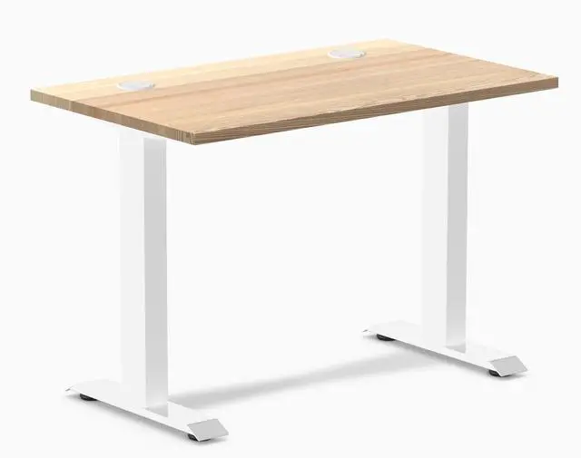 Main image of Desky Zero Mini Hardwood Office Desk - White Ash / 40 x 24 in with Grommets / White
