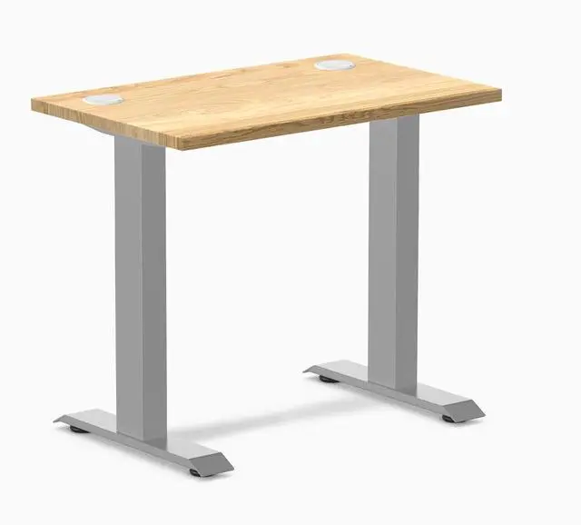 Main image of Desky Zero Mini Hardwood Office Desk - White Oak / 32 x 20 in with Grommets / Gray