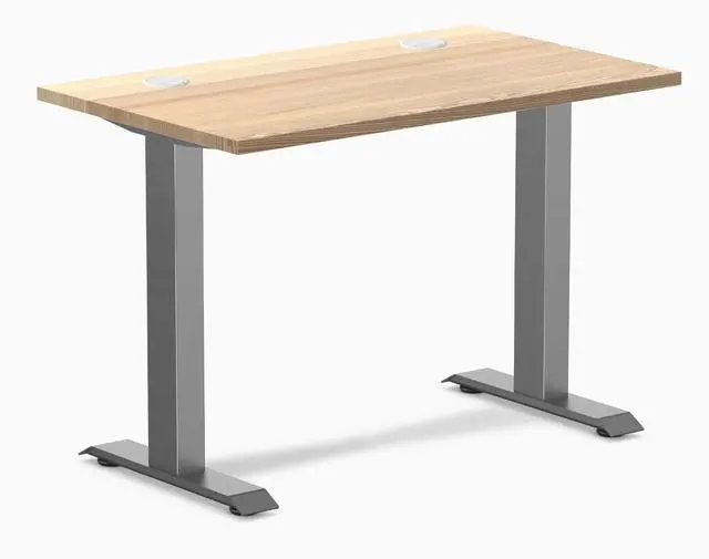 Main image of Desky Zero Mini Hardwood Office Desk - White Ash / 40 x 24 in with Grommets / Space Gray