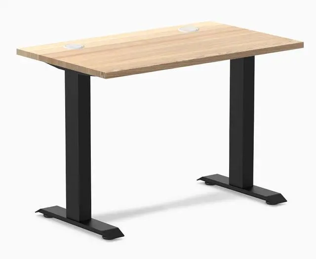 Main image of Desky Zero Mini Hardwood Office Desk - White Ash / 40 x 24 in with Grommets / Matte Black