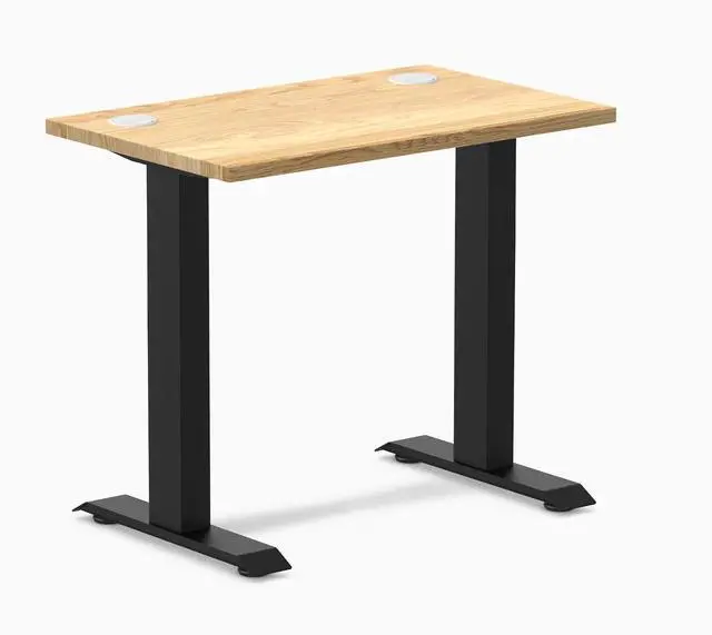 Main image of Desky Zero Mini Hardwood Office Desk - White Oak / 32 x 20 in with Grommets / Matte Black