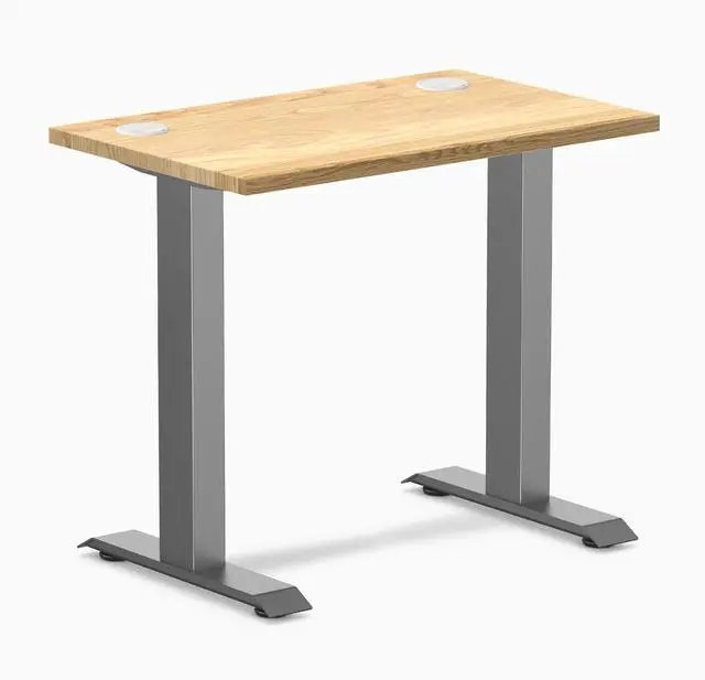 Main image of Desky Zero Mini Hardwood Office Desk - White Oak / 32 x 20 in with Grommets / Space Gray