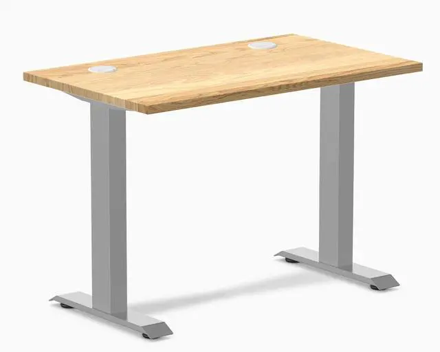 Main image of Desky Zero Mini Hardwood Office Desk - White Oak / 40 x 24 in with Grommets / Gray