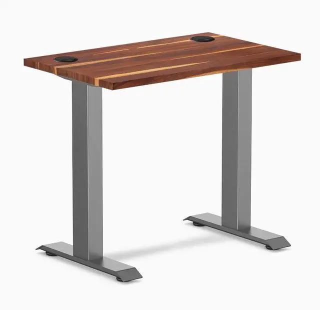 Main image of Desky Zero Mini Hardwood Office Desk - Pheasantwood / 32 x 20 in with Grommets / Space Gray