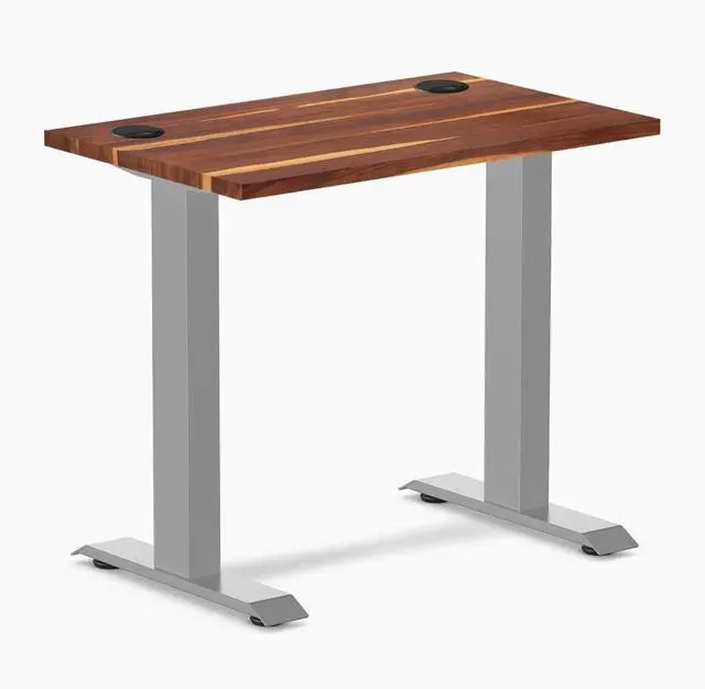 Main image of Desky Zero Mini Hardwood Office Desk - Pheasantwood / 32 x 20 in with Grommets / Gray