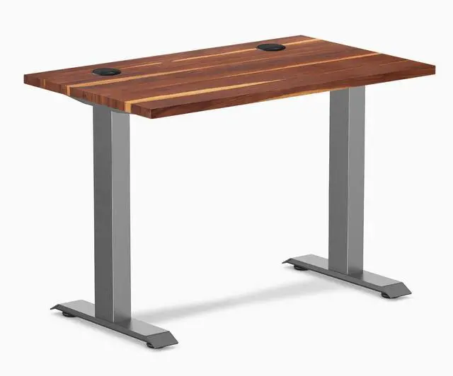 Main image of Desky Zero Mini Hardwood Office Desk - Pheasantwood / 40 x 24 in with Grommets / Space Gray