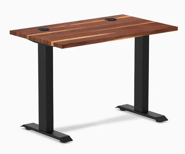 Main image of Desky Zero Mini Hardwood Office Desk - Pheasantwood / 40 x 24 in with Grommets / Matte Black