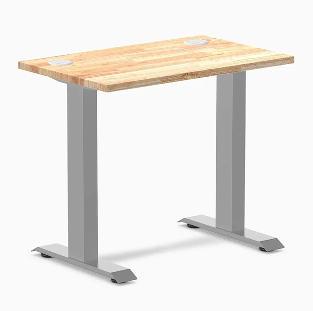Main image of Desky Zero Mini Rubberwood Office Desk - Natural / 32 x 20 in / Grey