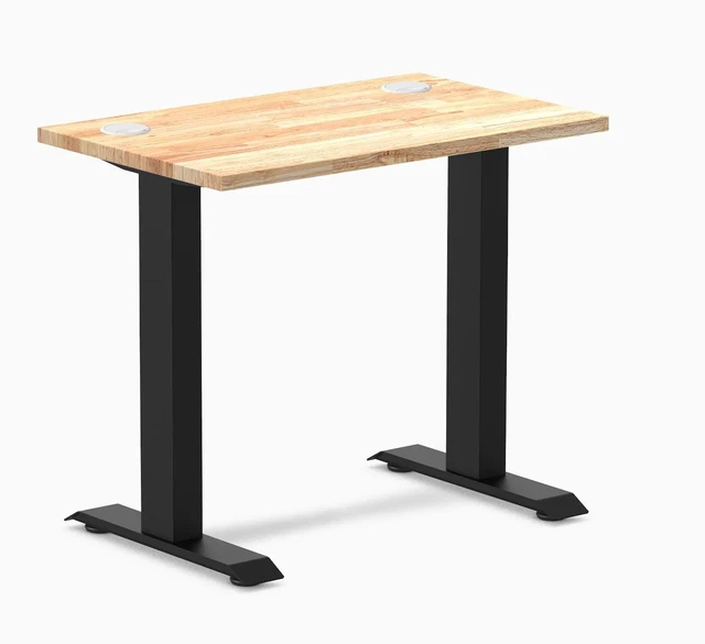 Main image of Desky Zero Mini Rubberwood Office Desk - Natural / 32 x 20 in / Matte Black