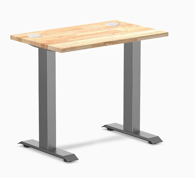 Main image of Desky Zero Mini Rubberwood Office Desk - Natural / 32 x 20 in / Space Gray