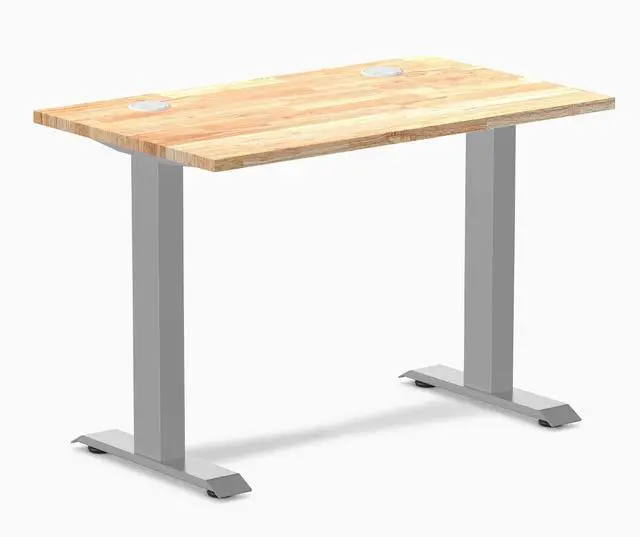 Main image of Desky Zero Mini Rubberwood Office Desk - Natural / 32 x 20 in / Grey