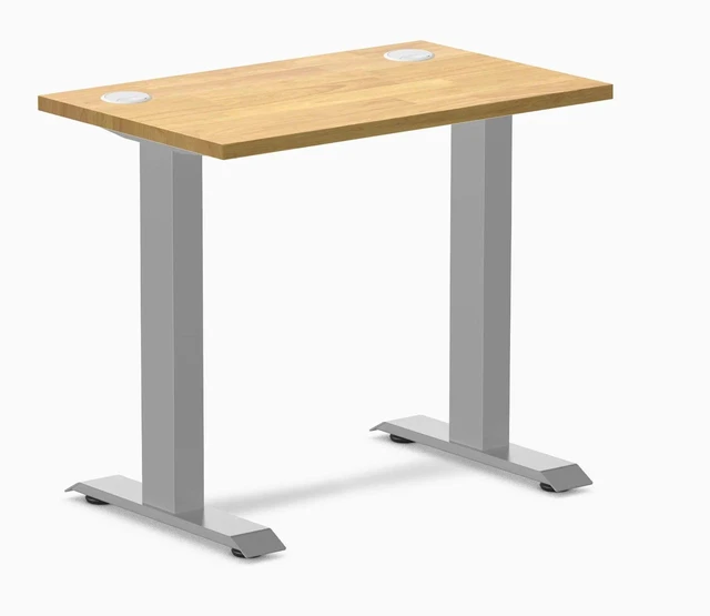Main image of Desky Zero Mini Rubberwood Office Desk - Light Oak / 32 x 20 in / Grey