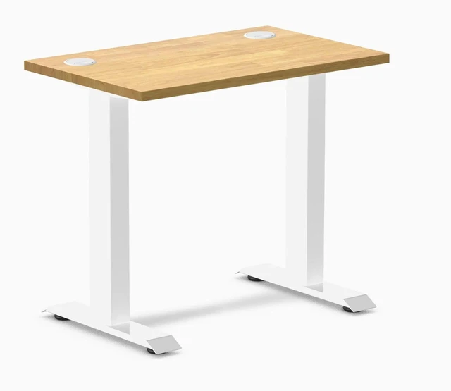 Main image of Desky Zero Mini Rubberwood Office Desk - Light Oak / 32 x 20 in / White