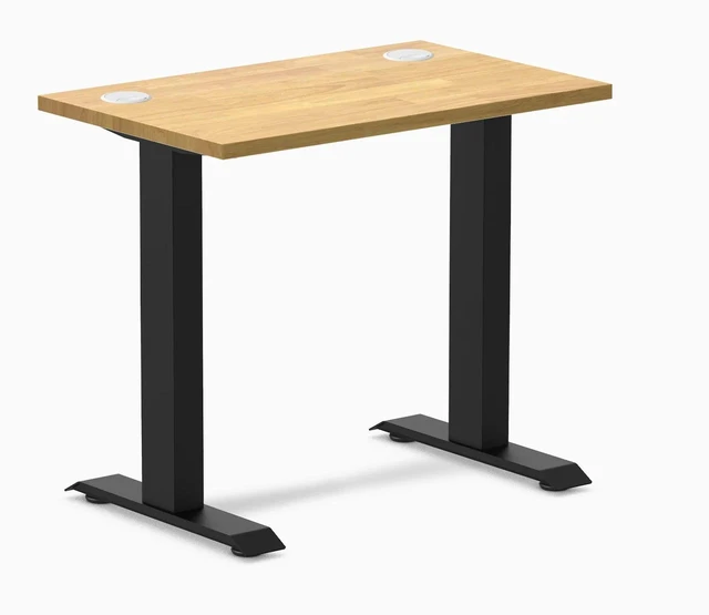 Main image of Desky Zero Mini Rubberwood Office Desk - Light Oak / 32 x 20 in / Matte Black