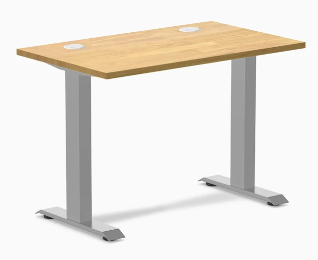 Main image of Desky Zero Mini Rubberwood Office Desk - Light Oak / 32 x 20 in / Grey