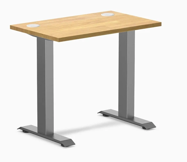 Main image of Desky Zero Mini Rubberwood Office Desk - Light Oak / 32 x 20 in / Space Gray