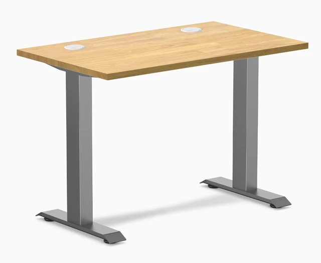 Main image of Desky Zero Mini Rubberwood Office Desk - Light Oak / 32 x 20 in / Space Gray
