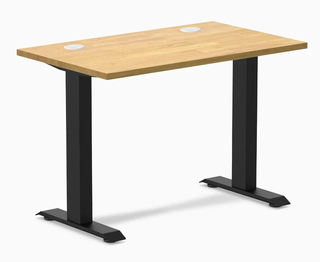 Main image of Desky Zero Mini Rubberwood Office Desk - Light Oak / 32 x 20 in / Matte Black