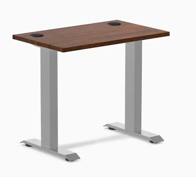 Main image of Desky Zero Mini Rubberwood Office Desk - Red Walnut / 32 x 20 in / Grey