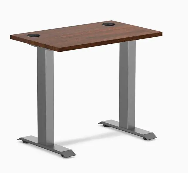 Main image of Desky Zero Mini Rubberwood Office Desk - Red Walnut / 32 x 20 in / Space Gray